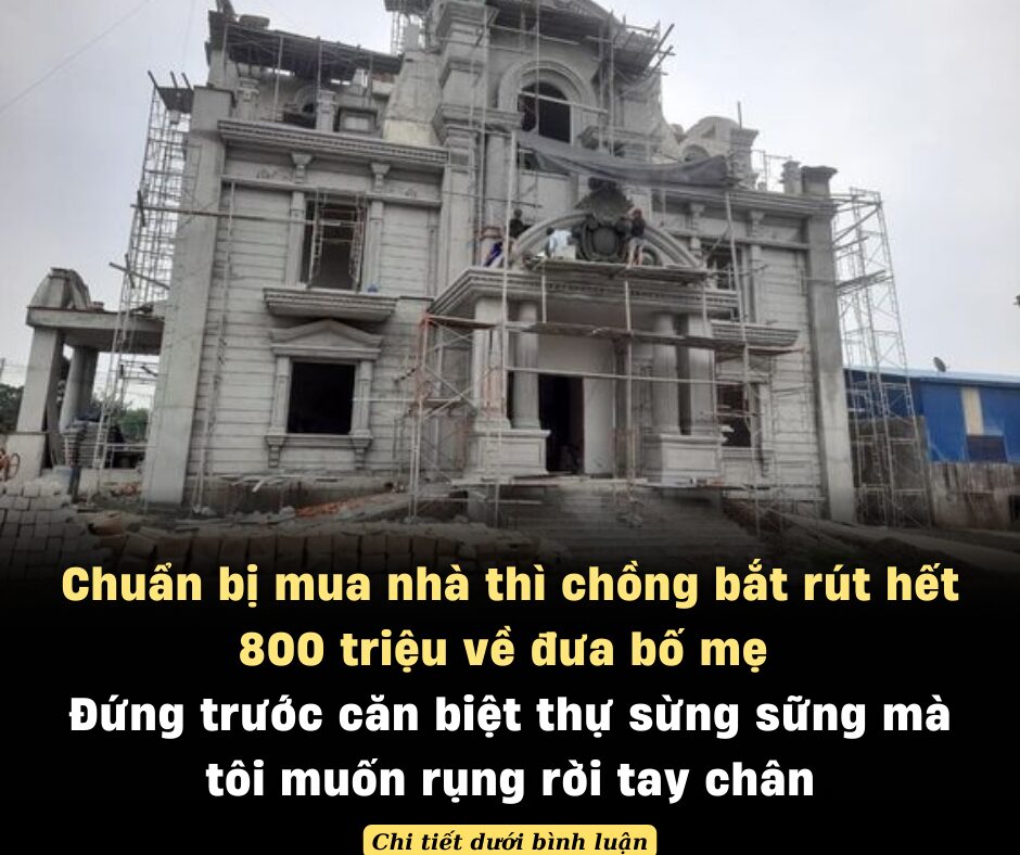 Chuẩn bị mua nhà thì chồng bắt rút hết 800 triệu về đưa bố mẹ, đứng trước căn biệt thự sừng sững mà tôi muốn rụng rời tay chân